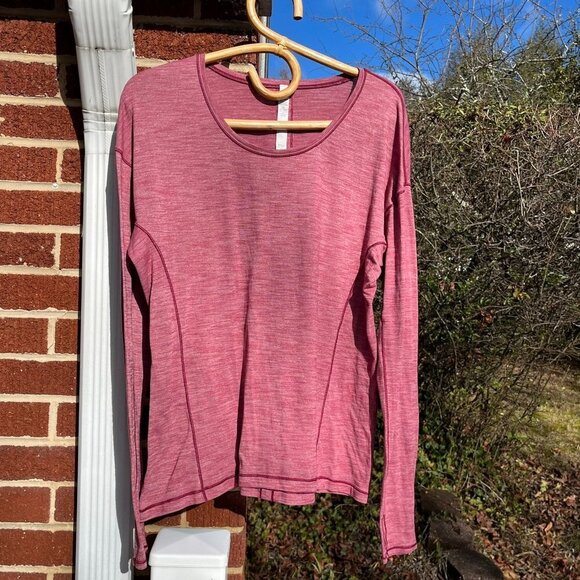 Lululemon Sweat Embrace Long Sleeve Heathered Misty Merlot Women's 10 - Picture 4 of 8